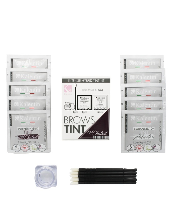 KIT TINTA sopracciglia ROSSO CASTAGNA Intense Hybrid - 10 pezzi | Kalentin cosmetici di qualità