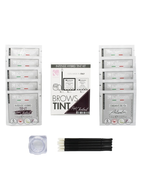 KIT TINTA sopracciglia ROSSO CASTAGNA Intense Hybrid - 10 pezzi | Kalentin cosmetici di qualità