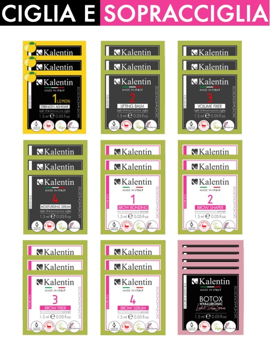 UNA TANTUM 24 monodosi laminazione ciglia e sopracciglia (6 applicazioni) + Filler Hyaluronic | Kalentin cosmetici di qualità