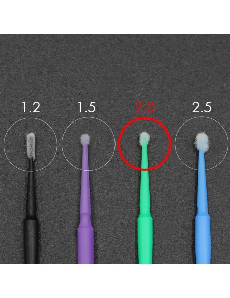 Micropennelli vegani 2.0mm per ciglia e sopracciglia | Kalentin