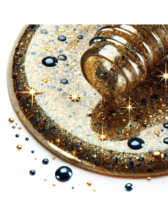 Smalto gel semipermanente glitter blu e oro - Teia 85 senza TPO │Kalentin